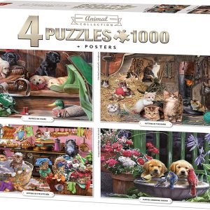 Puzzle King Pack 4 puzzles Animales de 1000 piezas + 4 posters
